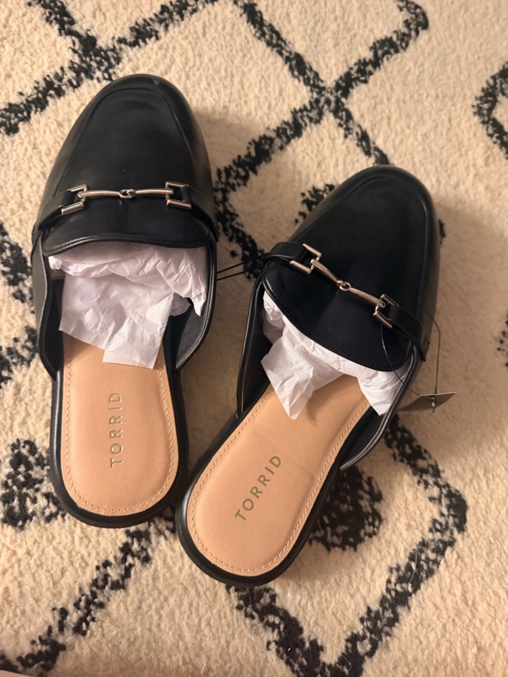 torrid Black Faux Leather Bit-Detail Mule Slides